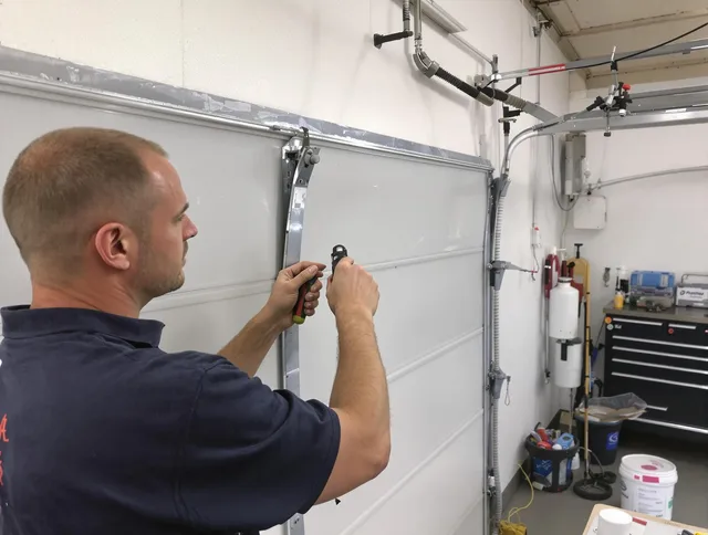Before and after garage door dent repair by Westchester Garage Door Repair in Westchester