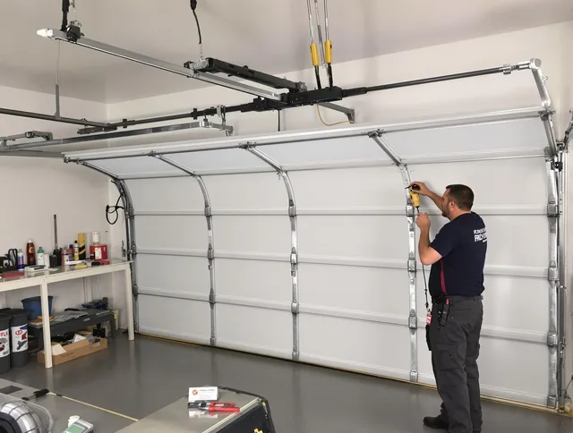 Westchester Garage Door Repair certified technician performing overhead door system repair in Westchester