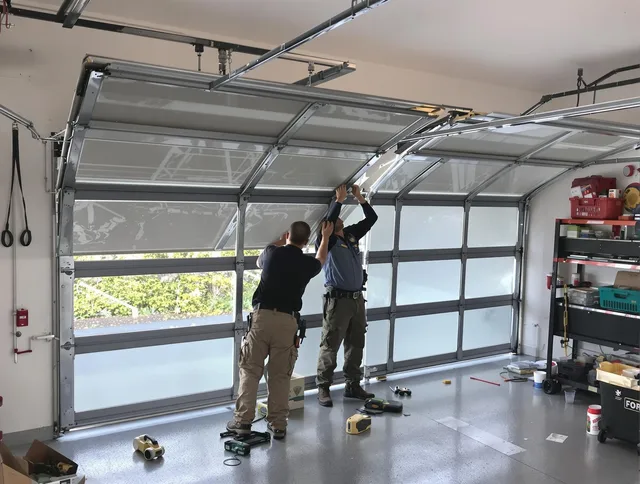 Westchester Garage Door Repair expert performing precise panel replacement on Westchester garage door